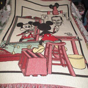 Rare Vintage Mickey Mouse Fringe Throw!
